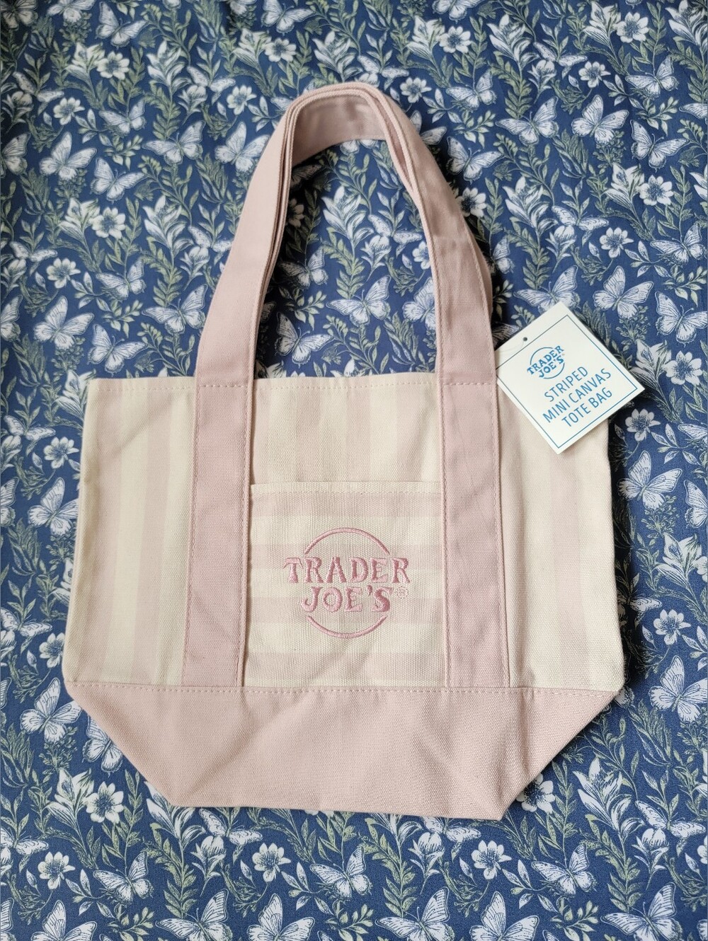 Trader Joe's Striped Mini Canvas Tote Bag